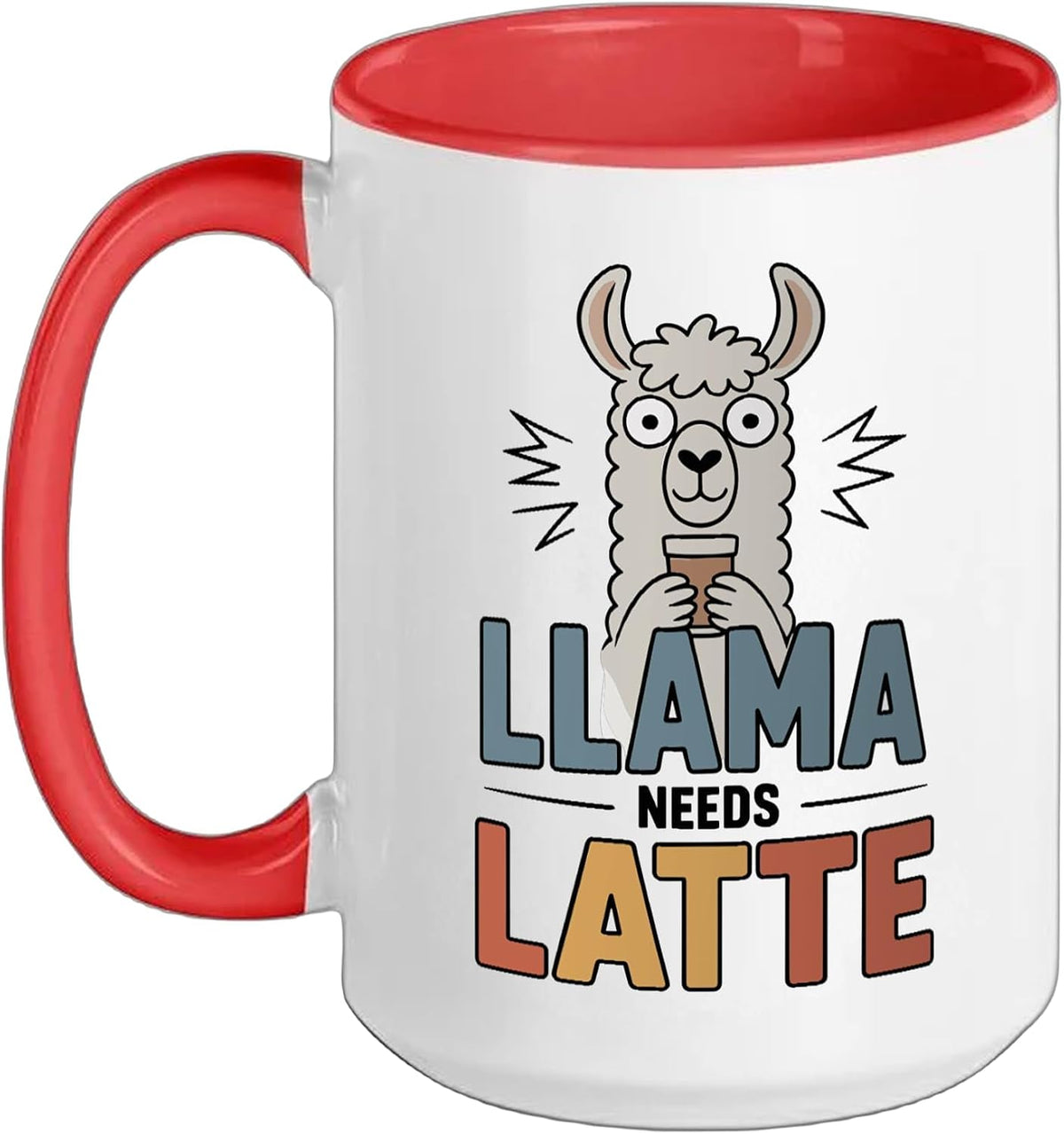Llama Need Latte Cute Animal Coffee Lover Humor Ceramic Mug