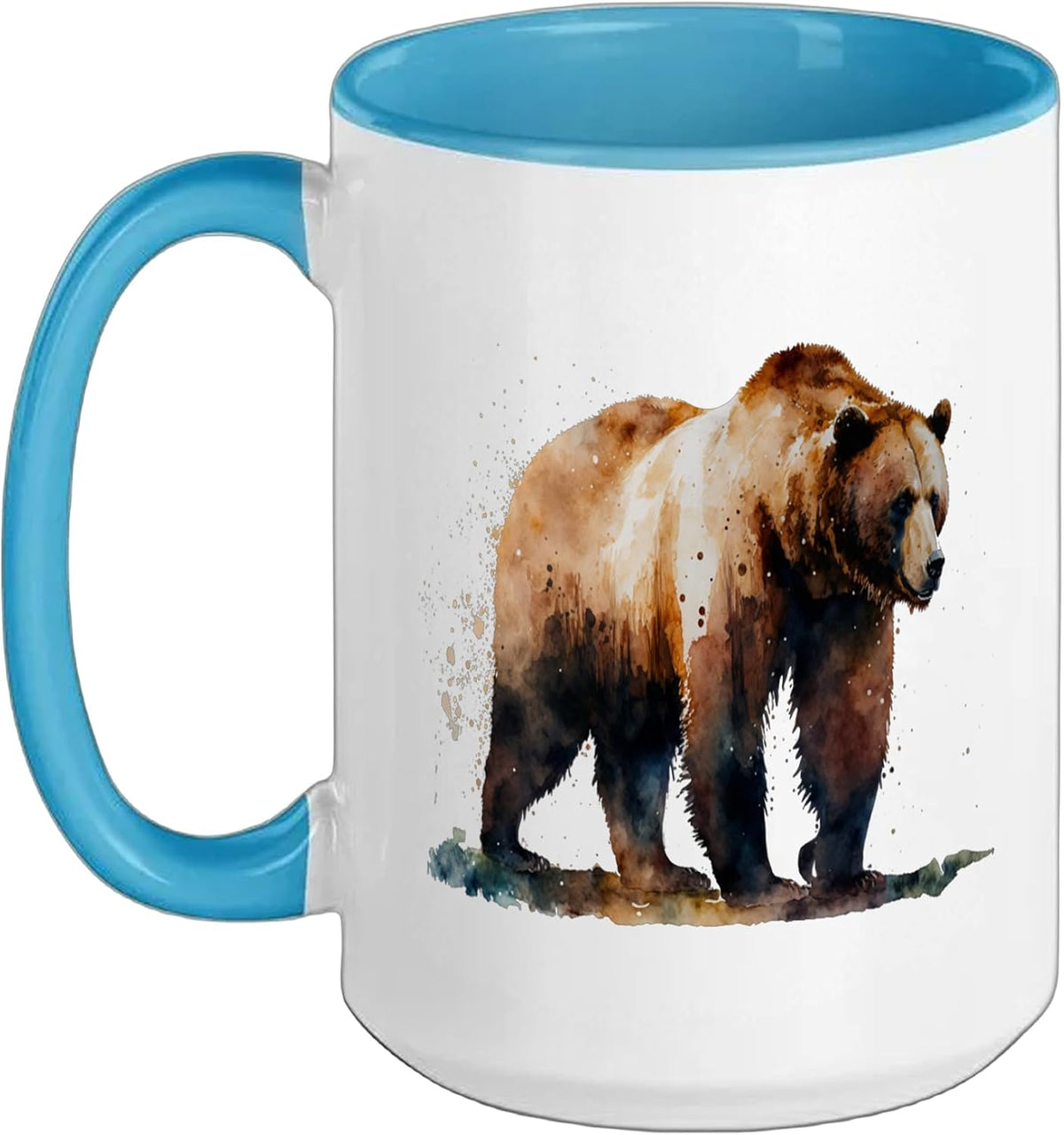 Beautiful Watercolor Grizzly Bear Portrait Ceramic Mug