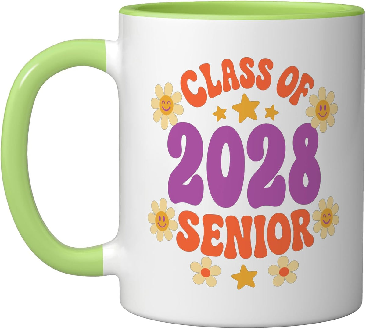 Class Of 2028 Senior Groovy Daisy Graduation Graduate Ceramic Mug