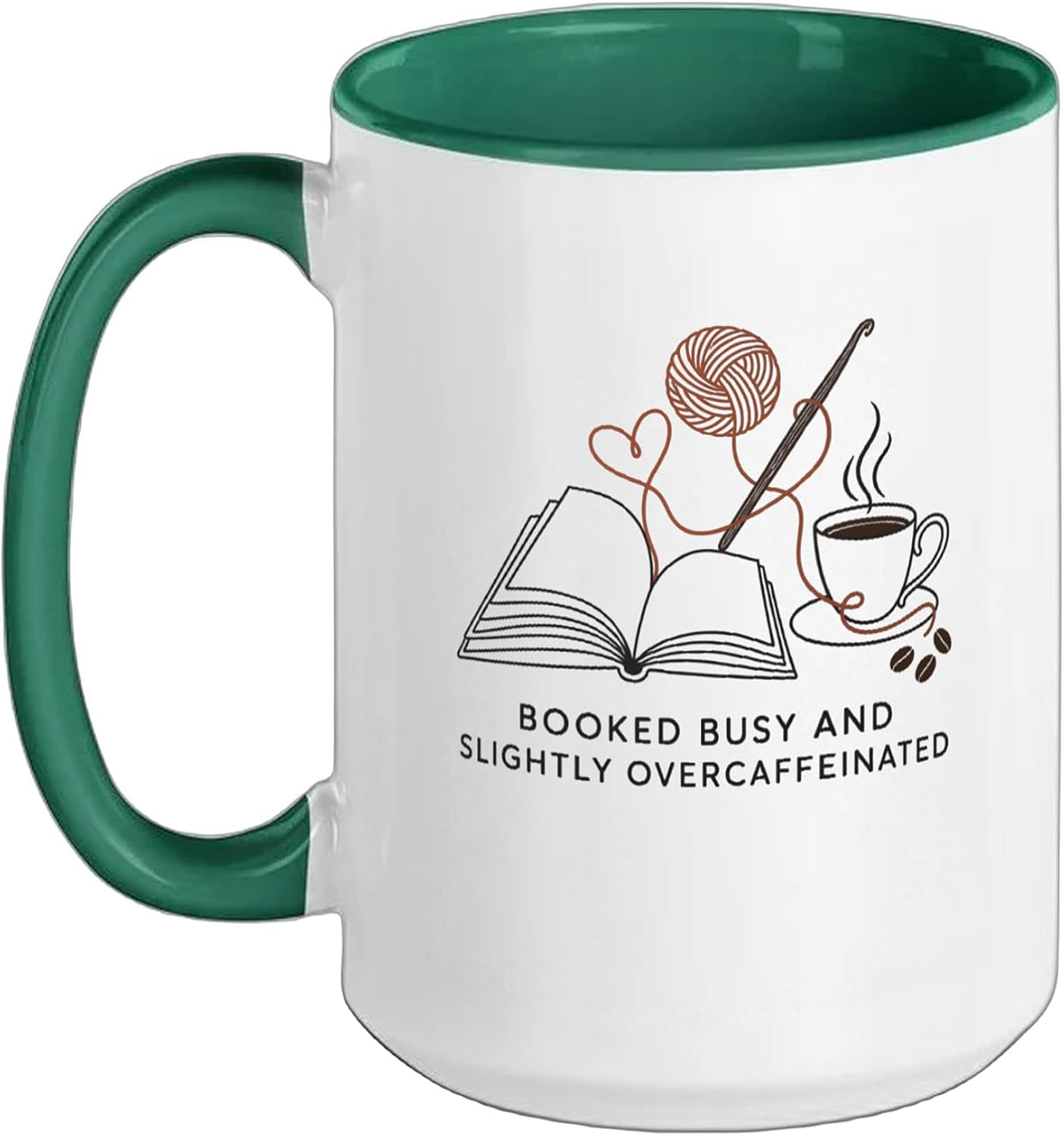 Crochet Book Lover Coffee Humor Yarn Reading Caffeine Ceramic Mug