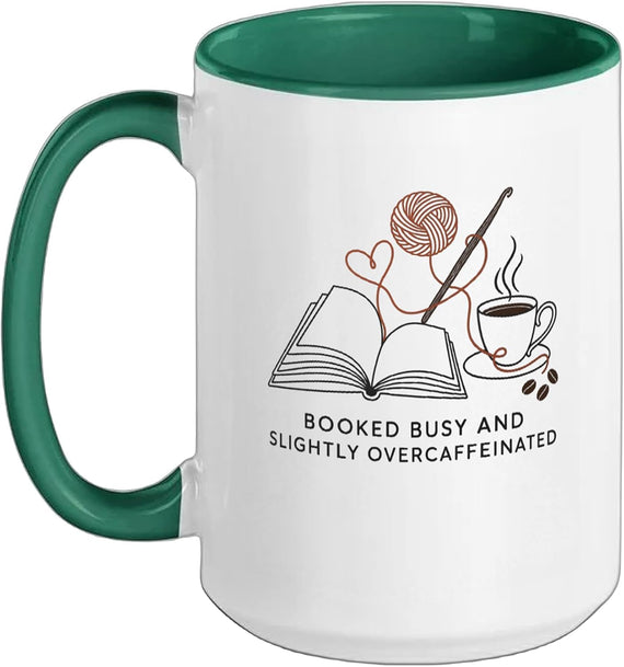 Crochet Book Lover Coffee Humor Yarn Reading Caffeine Ceramic Mug