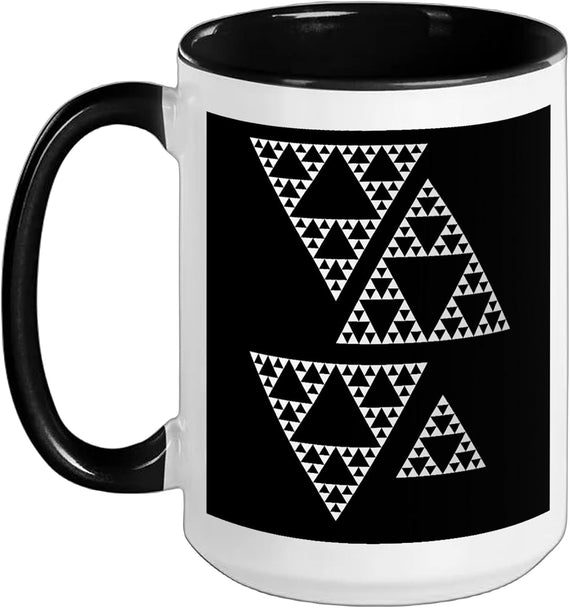 White Sierpinski Triangle Fractal Geometry Math Shapes Ceramic Mug