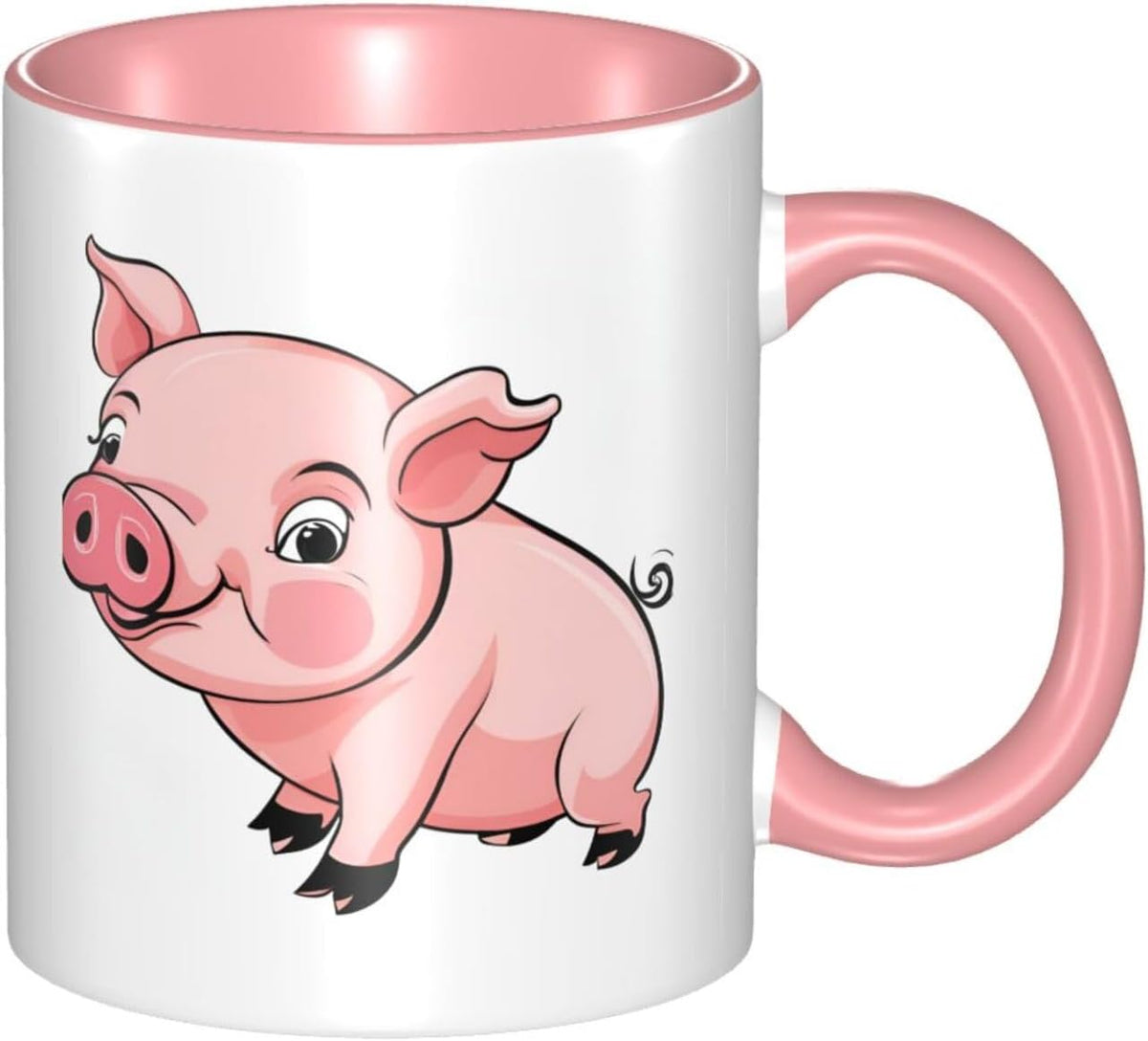 Piggy â€“ 3d Pattern Double Color, Two Tone Color Ceramic Ceramic Mug