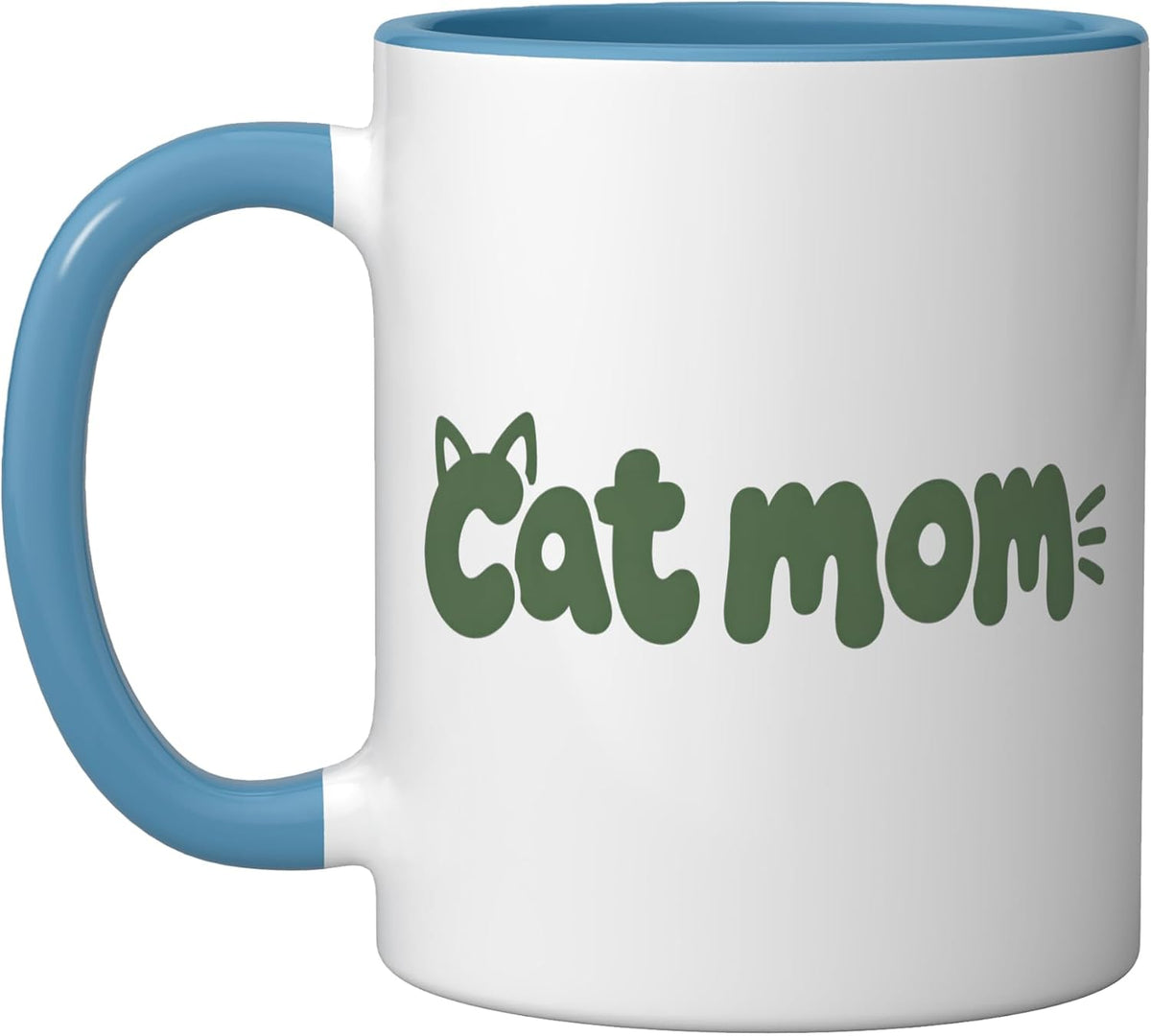 Cat Mom Bubbly Letters With Cat Ears And Whiskers Ceramic Mug