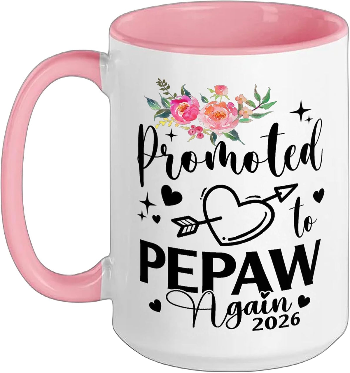 Promoted To Pepaw Again 2026 Flower Hearts Ceramic Mug
