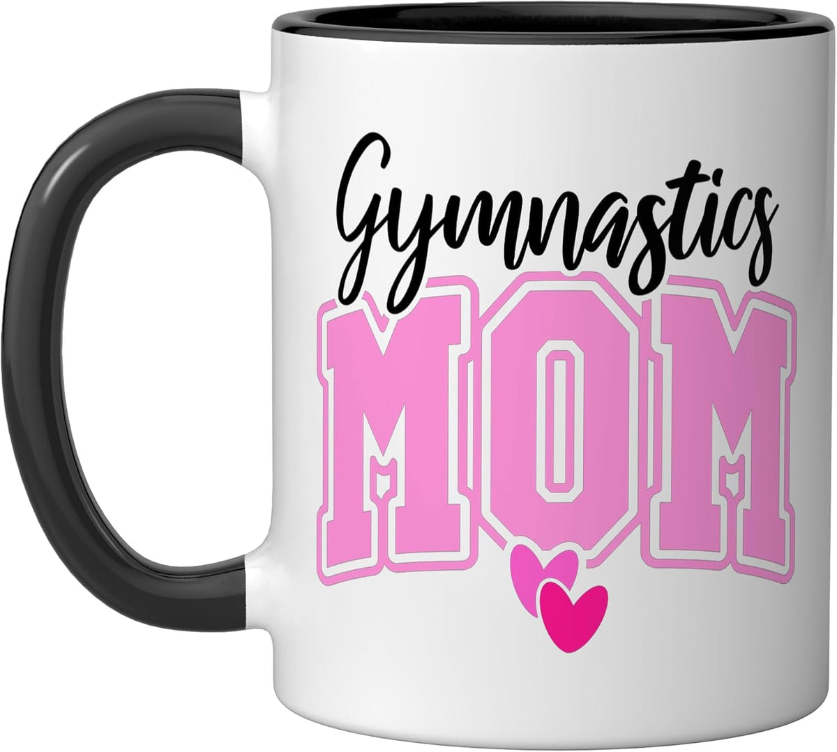 Gymnastics Mom Hearts Graphic Cute Funny Ceramic Mug