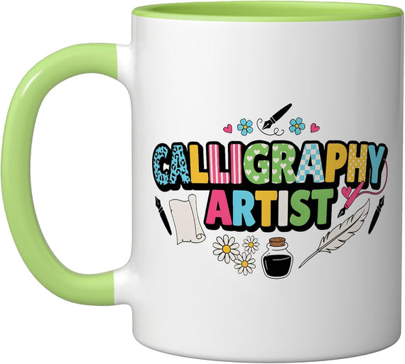 Calligraphy Art Modern Pointed Pen Brush Copperplate Ceramic Mug