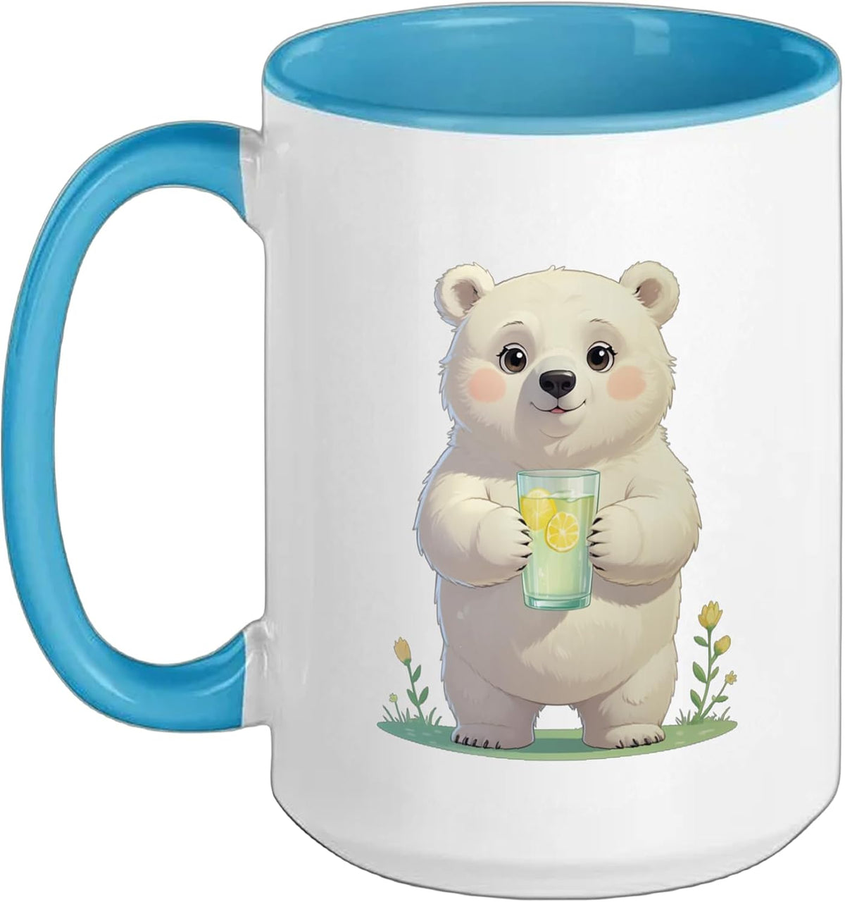 Polar Bear Holding Lemon Drink Illustration Ceramic Mug