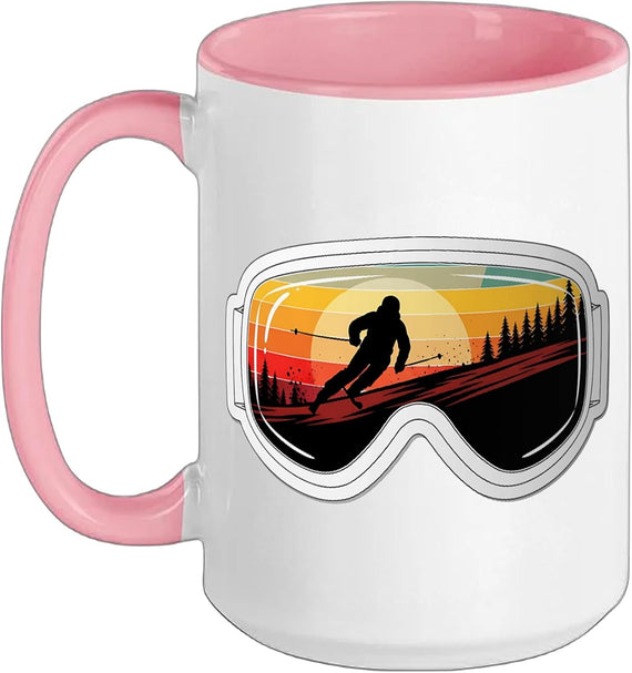 Ski Goggles Skier Sunset Mountain Skiing Winter Ceramic Mug