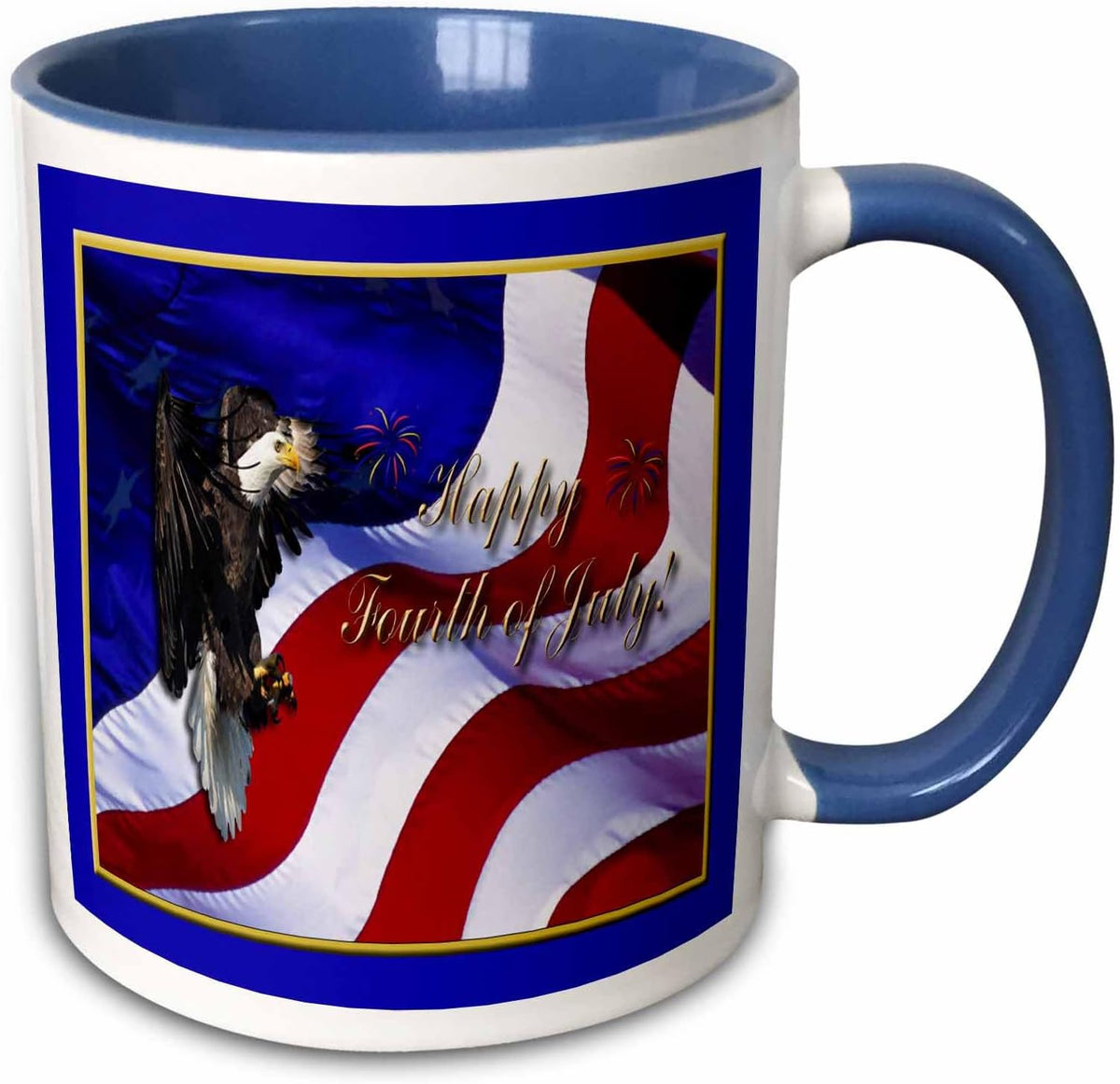 Fourth Of July Bald Eagle With American Flag Ceramic Mug