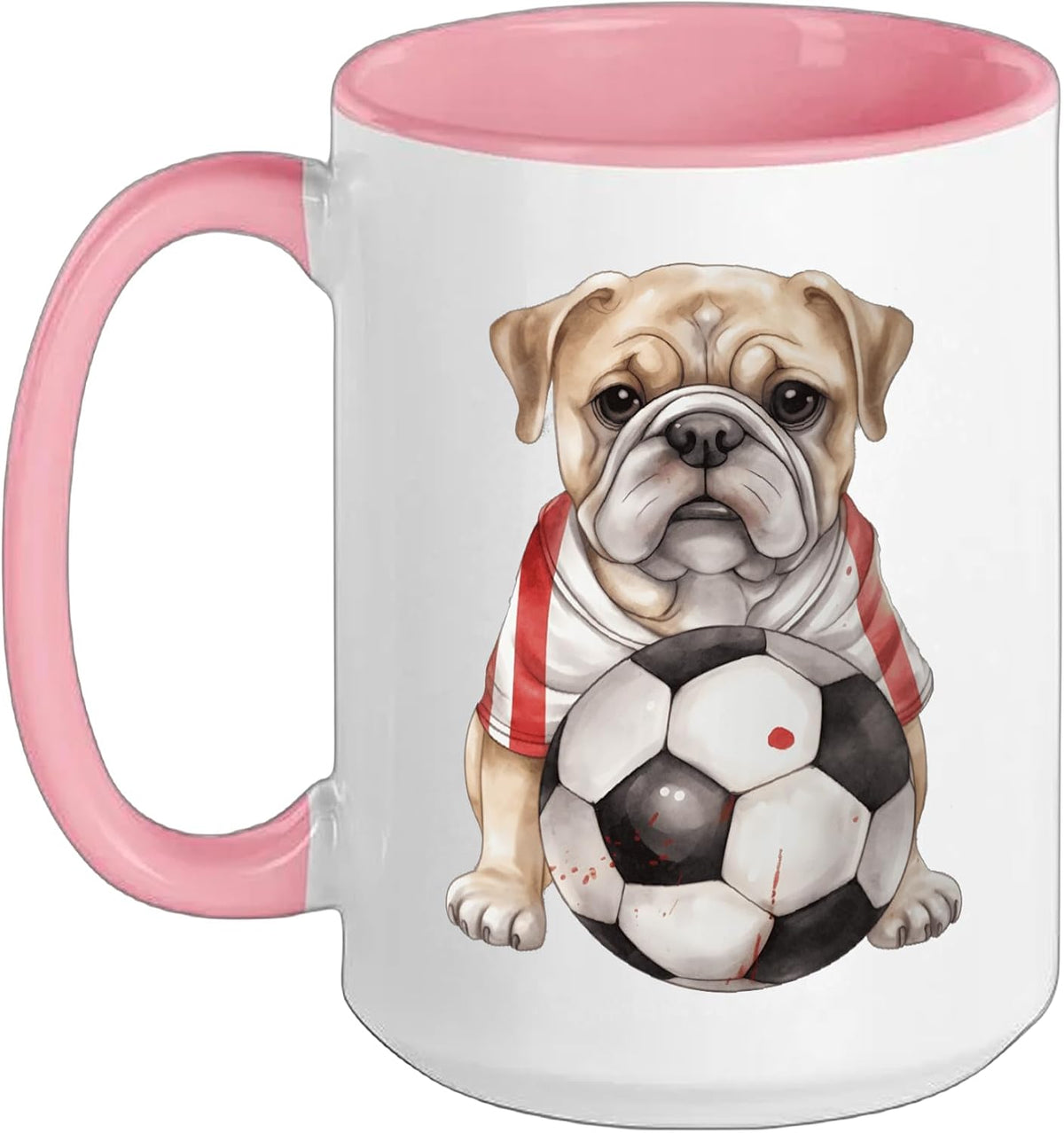 Soccer Fan Bulldog Watercolor Design Ceramic Mug