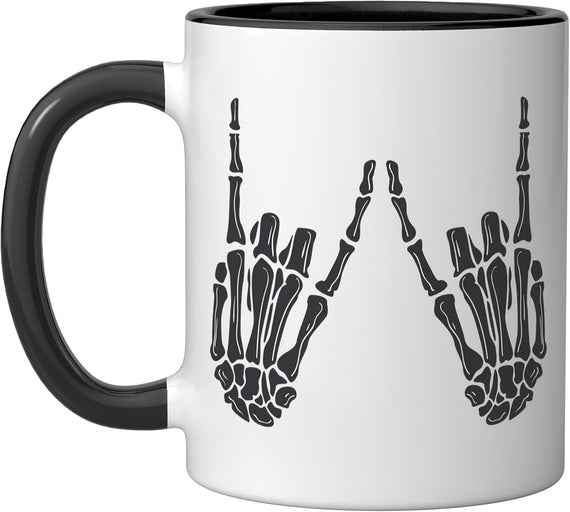 Skeleton Hands Gothic Rocker Hands Halloween Rock Music Ceramic Mug