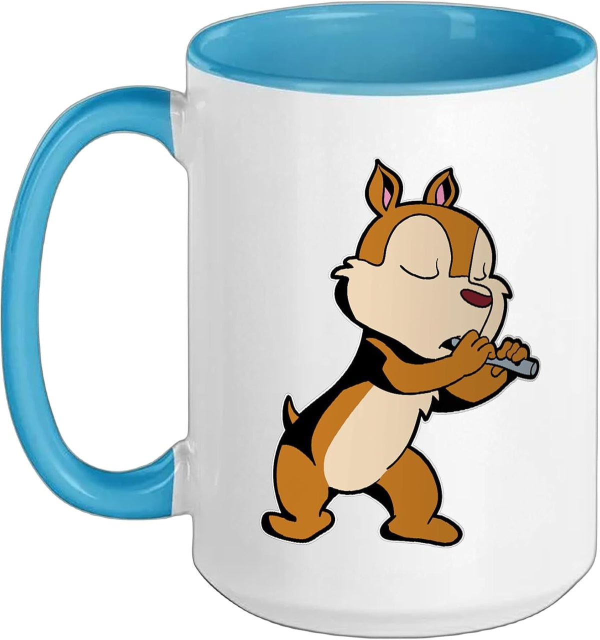 Cartoon Chipmunk Playing Flute Ceramic Mug