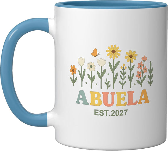 Abuela Est 2027 Floral Wildflower New Grandma Ceramic Mug