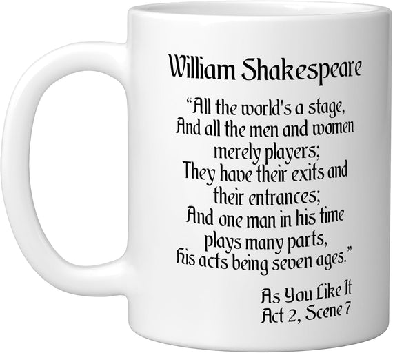 Shakespeare All The World's A Stage Quote Ceramic Mug