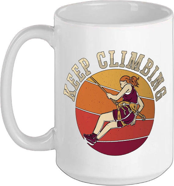 Keep Climbing Loves Climber Mountain Boulder Rock Climbing Ceramic Mug