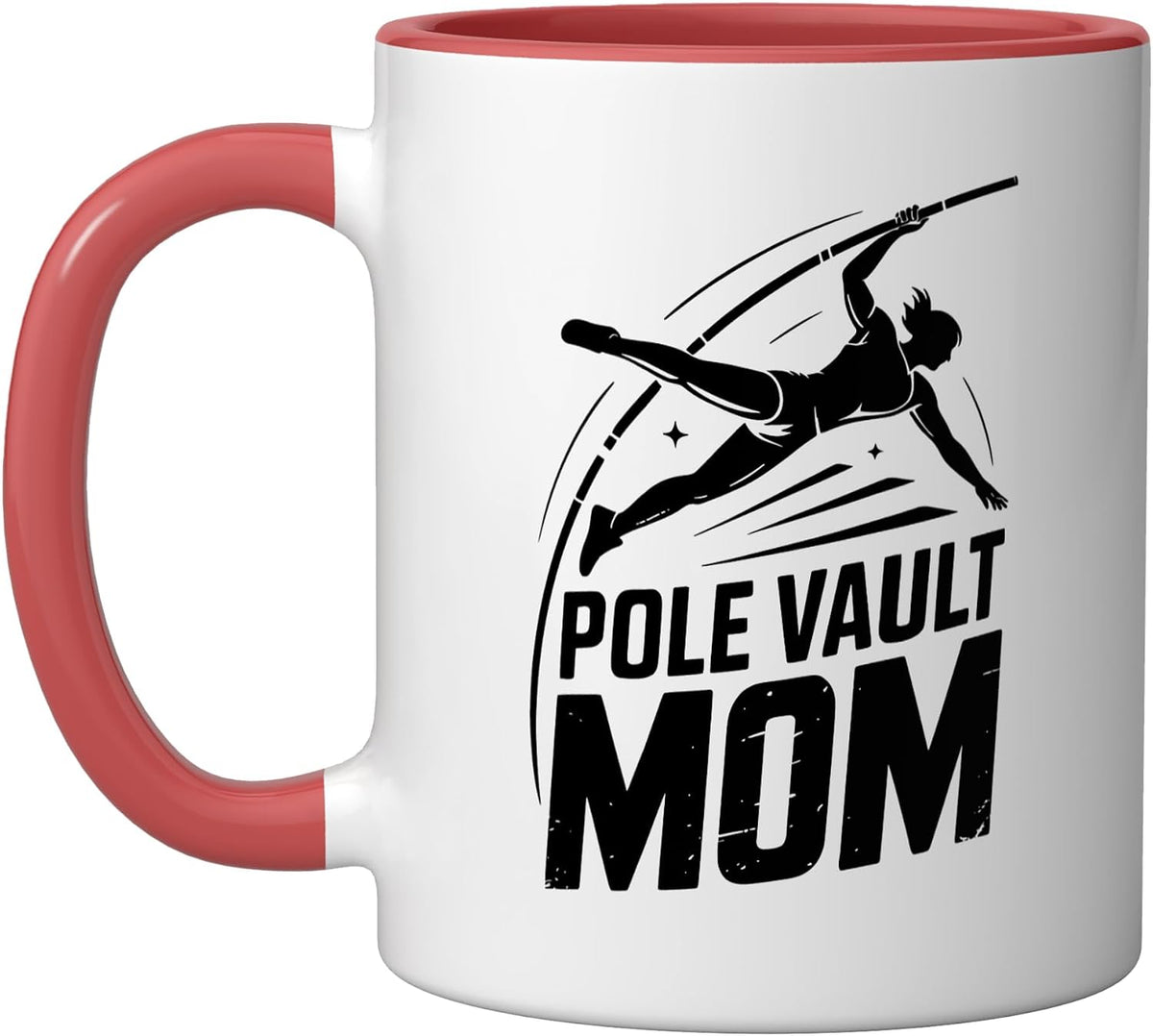 Proud Pole Vault Mom Supporting Athlete Track Field Parent Ceramic Mug