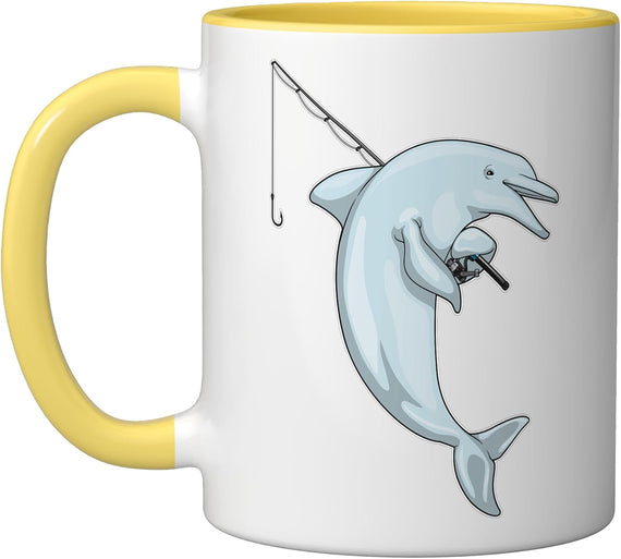 Dolphin Angler Fishing Rod Fishing Ceramic Mug