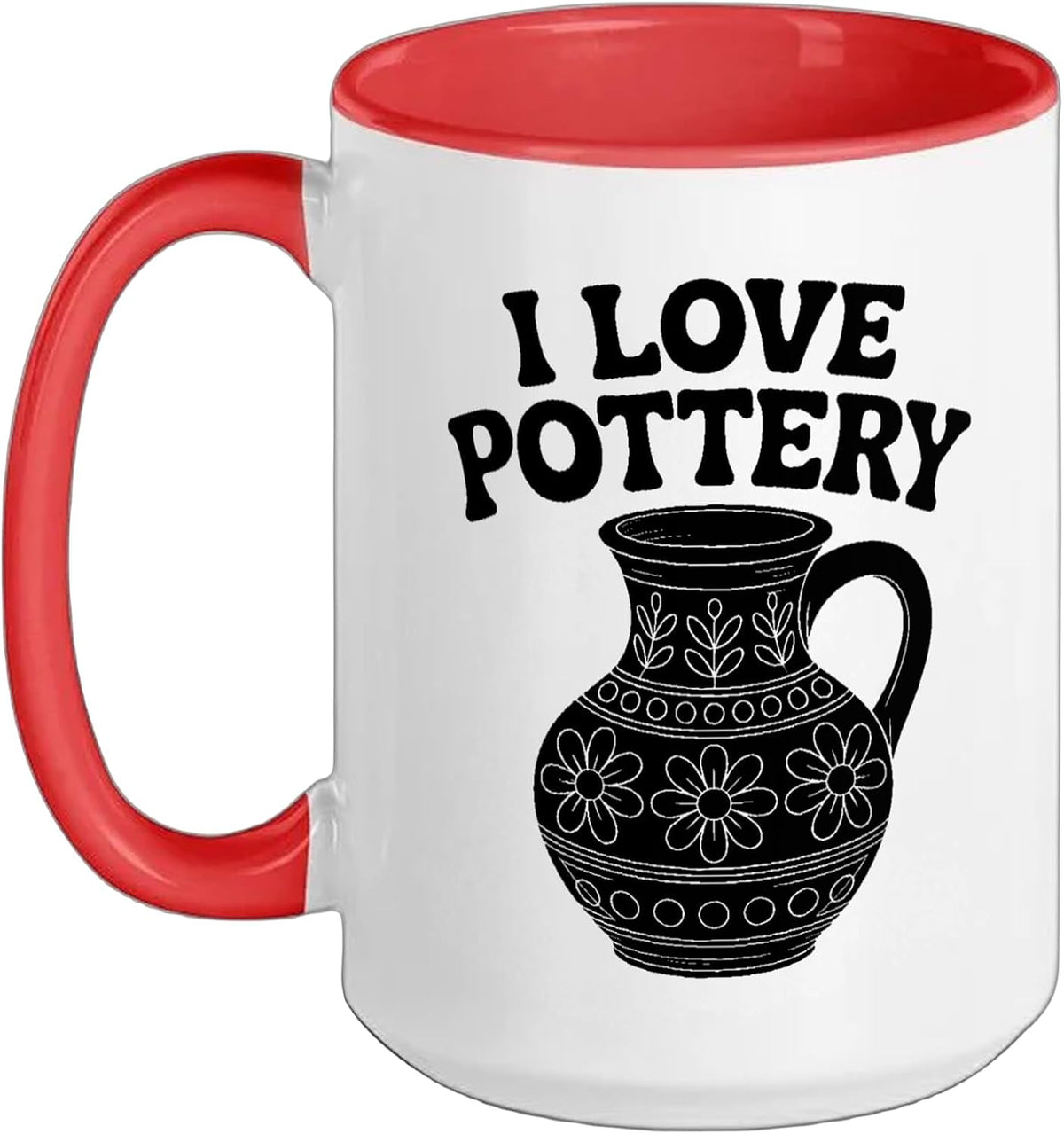 I Love Pottery Colorful Floral Jug Design Ceramic Mug