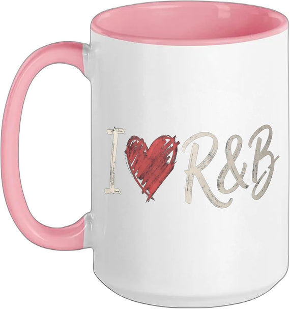 I Love R&B Heart Retro Music Fan Rhythm Blues Ceramic Mug