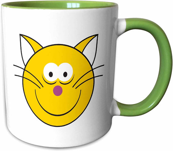 Yellow Smiley Cat Face Cartoon Smile Ceramic Mug