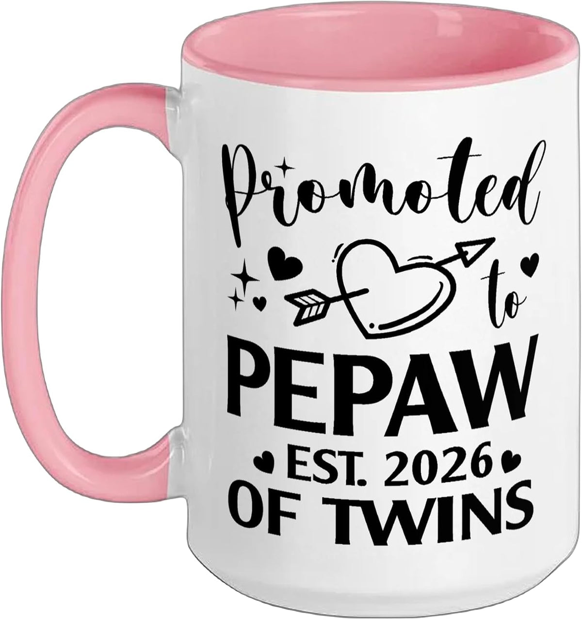 Promoted To Pepaw Of Twins 2026 Heart Ceramic Mug
