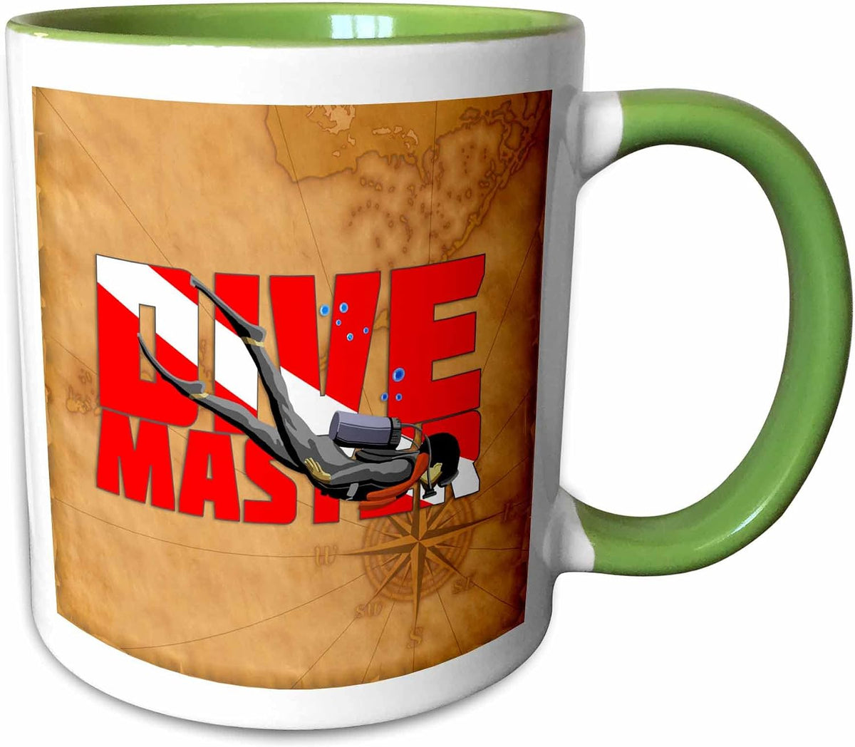 Scuba Dive Master With Flag On Vintage Ceramic Mug
