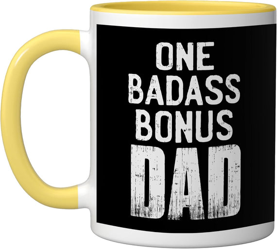 One Badass Bonus Dad Bold Lettering Ceramic Mug