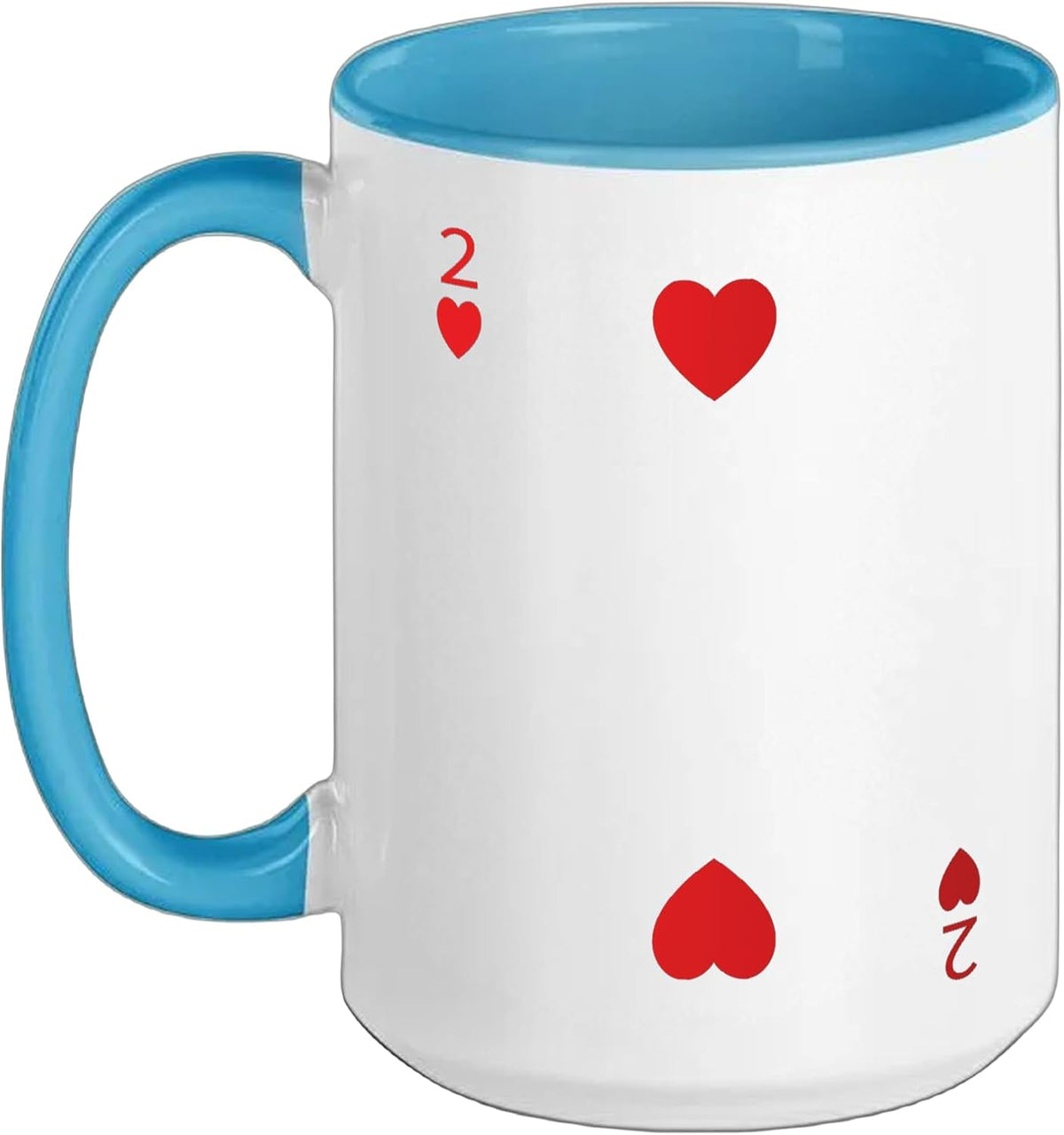 Two (2) Of Hearts Poker Card Playing Card Blackjack Card Ceramic Mug