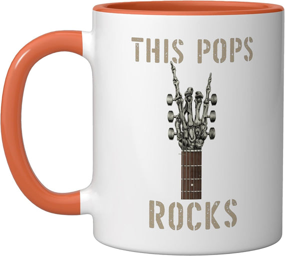 This Pops Rocks Skeleton Hand Rock Music Band Guitar Ceramic Mug