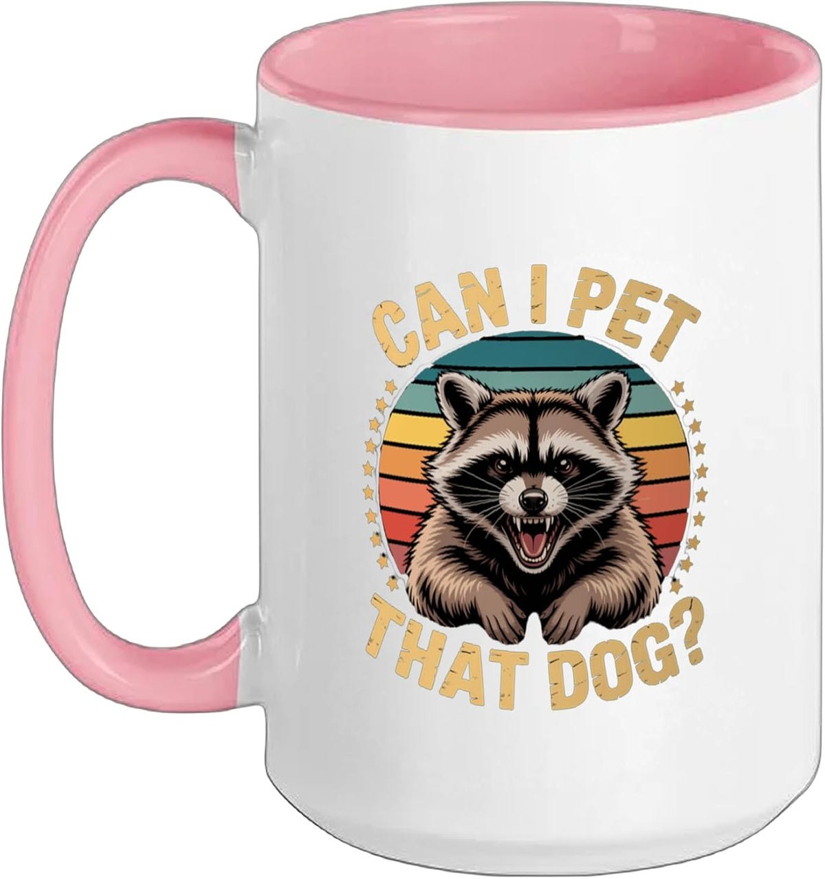 Raccoon Can I Pet That Dog Trash Panda Funny Animal Meme Ceramic Mug