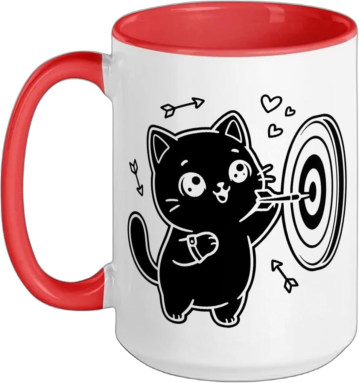 Kawaii Cat Dart Player Sports Club Ceramic Mug
