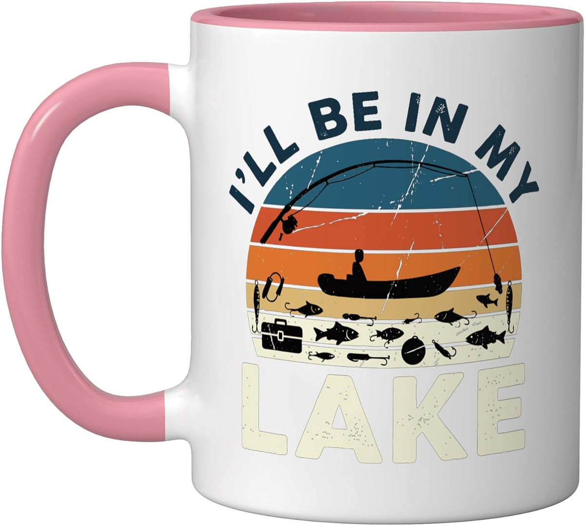 Fishing Lake Retro Sunset Angler Boating Outdoorsman Ceramic Mug
