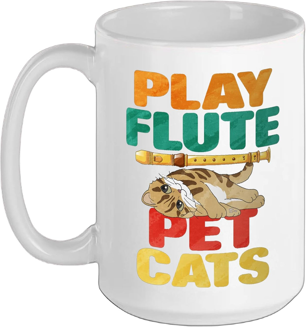 Play Flute Pet Cats Flute And Cat Lovers Ceramic Mug