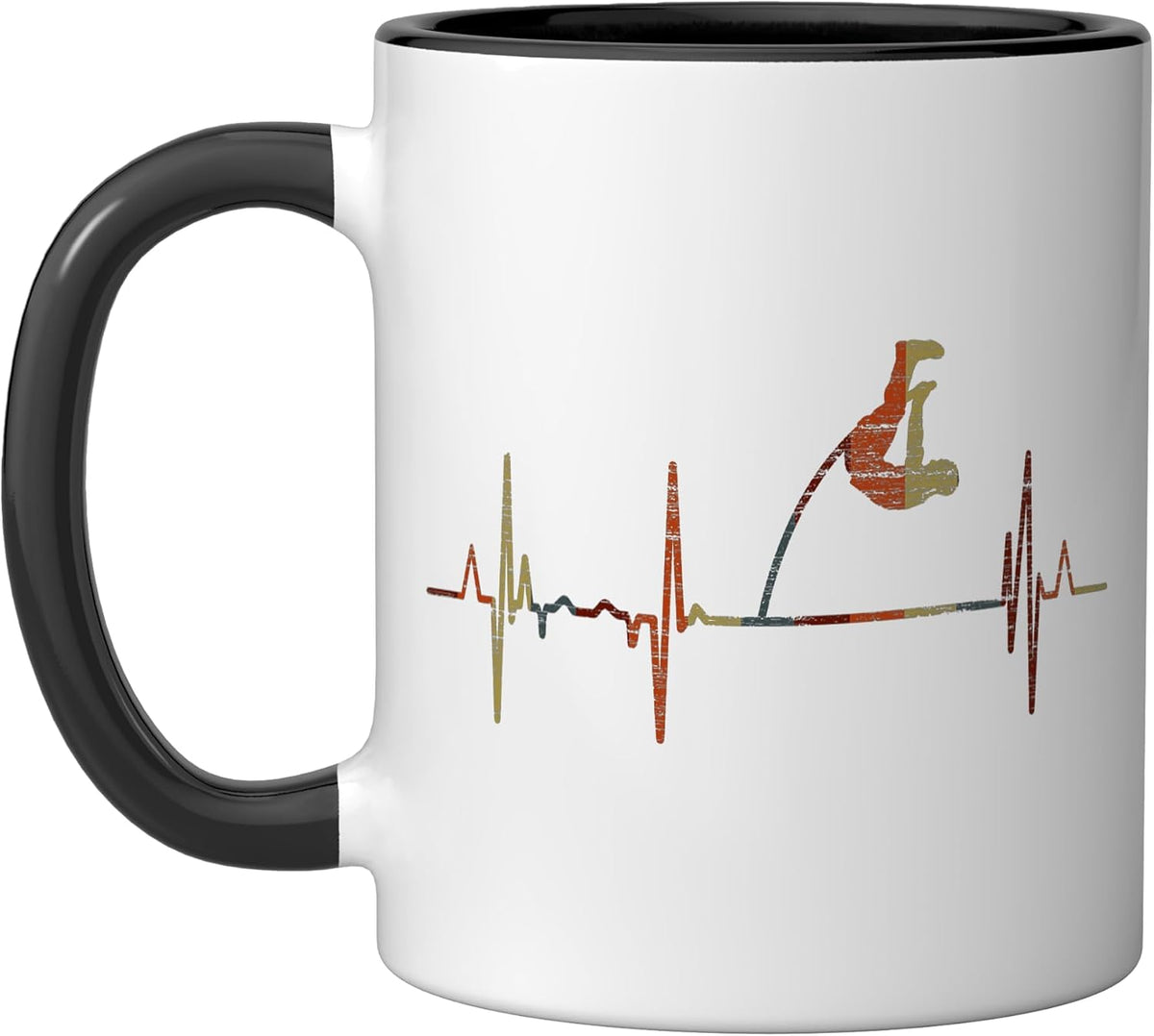 Pole Vault Heartbeat Vintage Ecg Cardiogram Retro Ceramic Mug