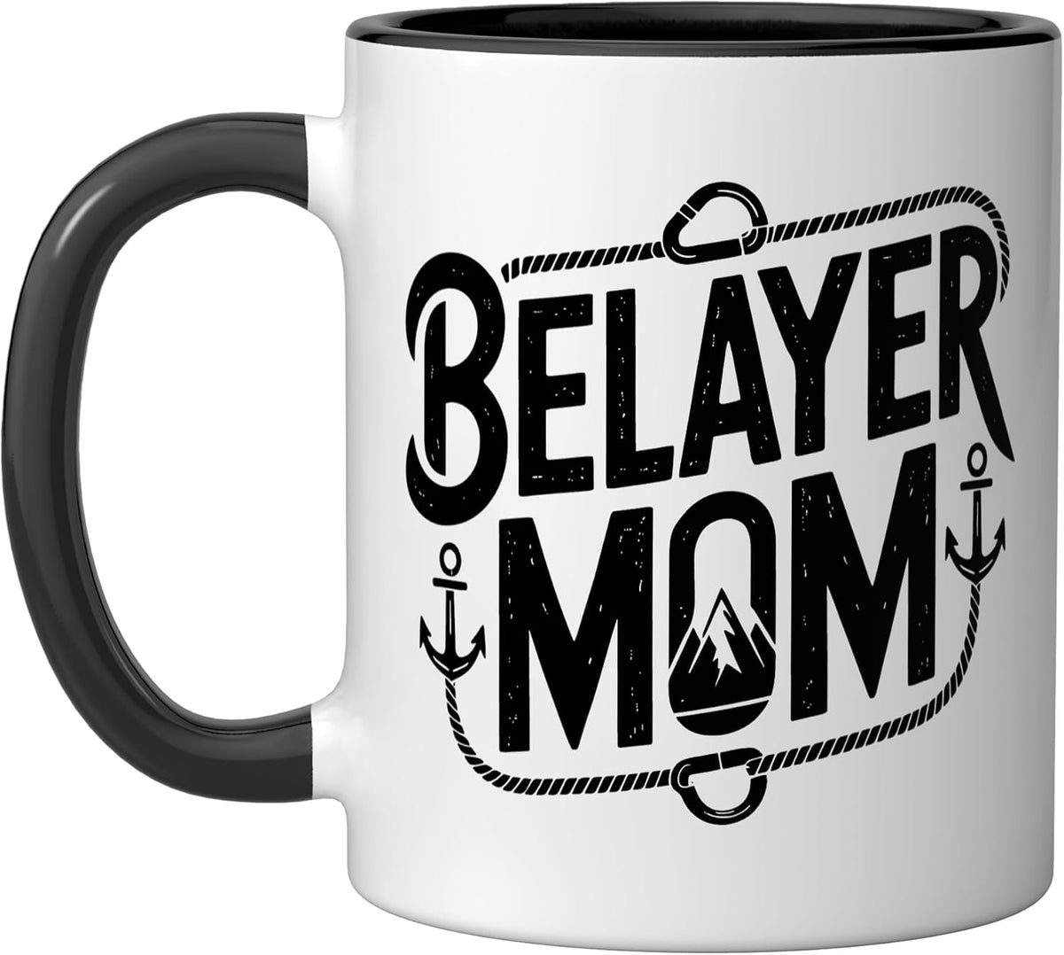 Belayer Mom Who Protects Kids Climbing Outdoor Rock Gym Ceramic Mug
