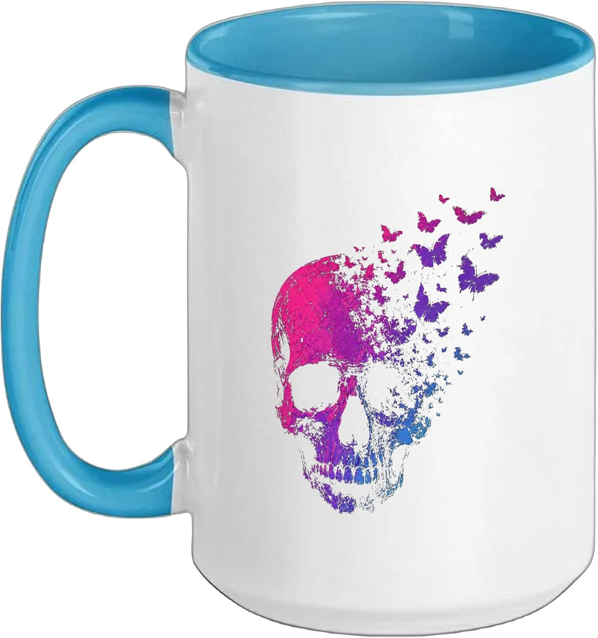 Distressed Skull Butterflies Vaporwave Grunge Aesthetic Ceramic Mug