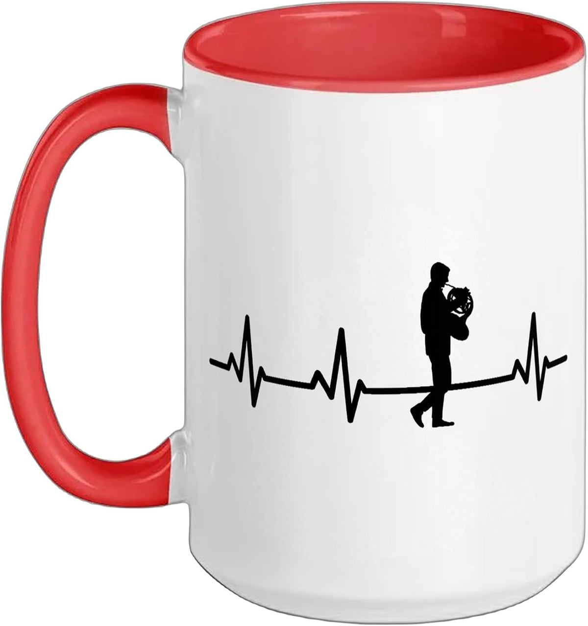 French Hornist Ecg Heartline French Horn Enthusiast Ceramic Mug
