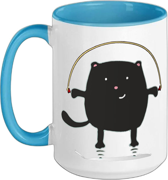 Black Cat Skipping Rope Good Luck Ceramic Mug