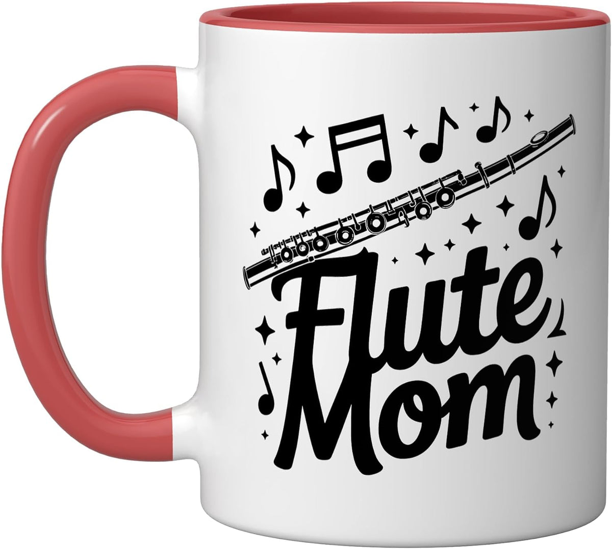 Vintage Flute Mom Marching Band Retro Musician Badge Ceramic Mug