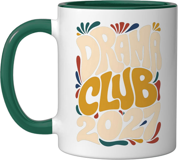Retro Drama Club 2027 Wavy Font Theater Design Ceramic Mug