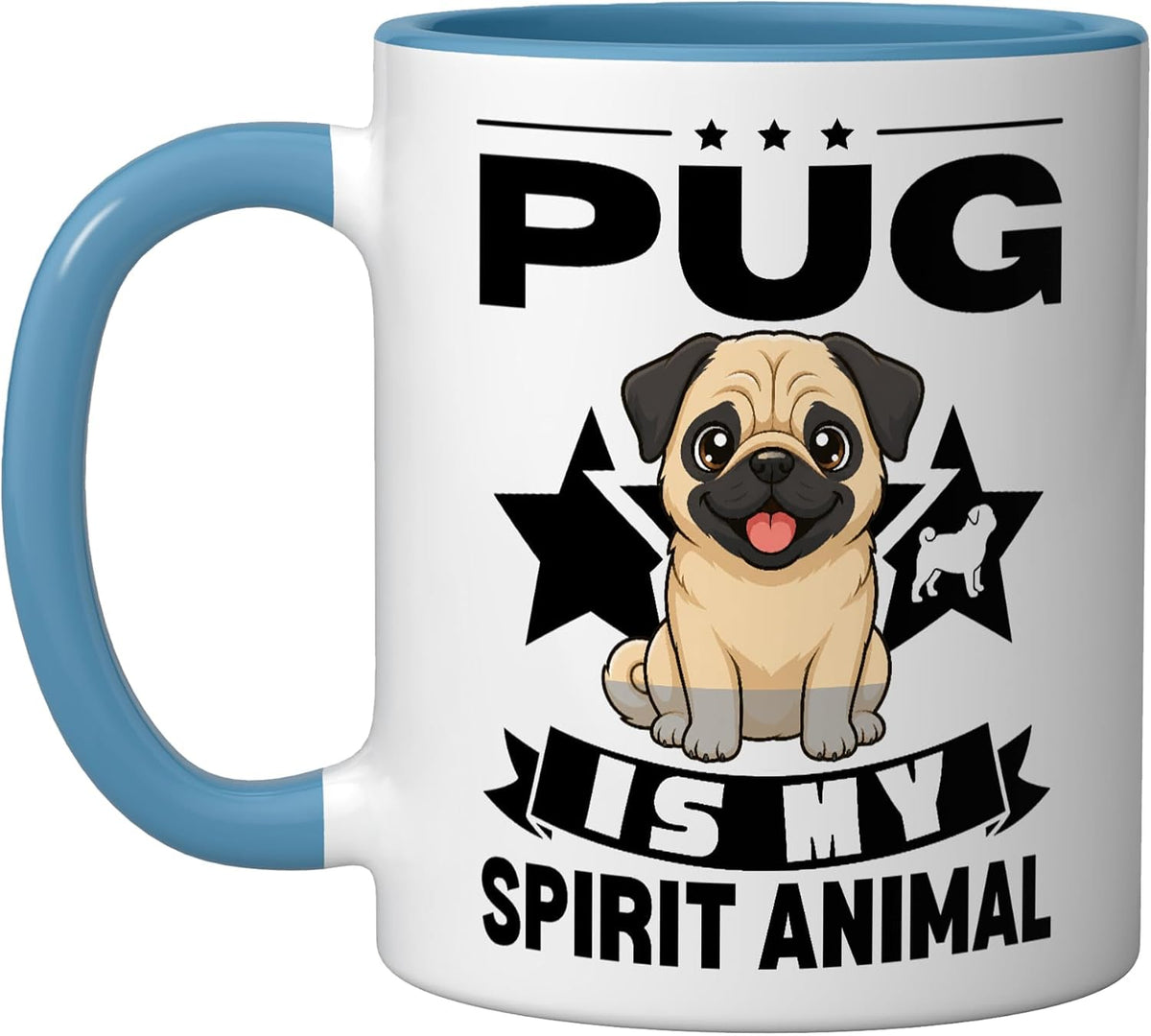 Pug Is My Spirit Animal Kawaii Cartoon Pugs Ceramic Mug