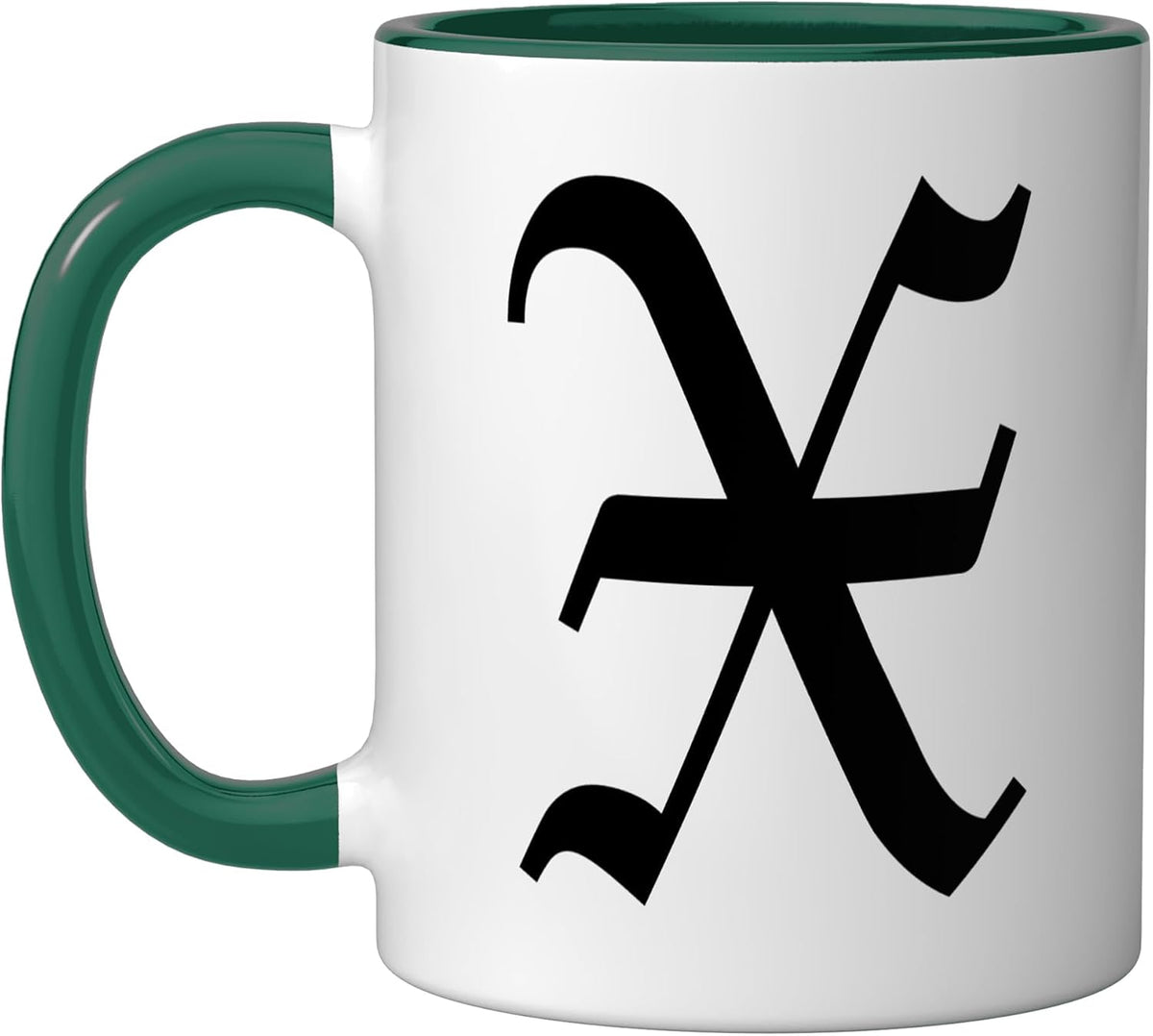 Letter X Gothic Old English Medieval Monogram Halloween Ceramic Mug