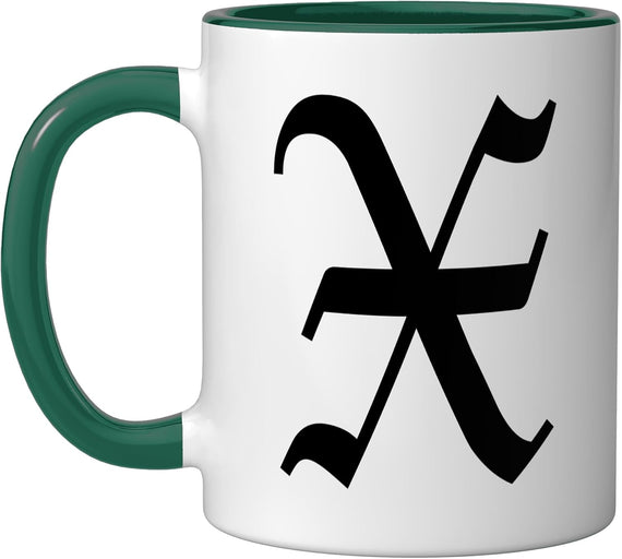 Letter X Gothic Old English Medieval Monogram Halloween Ceramic Mug