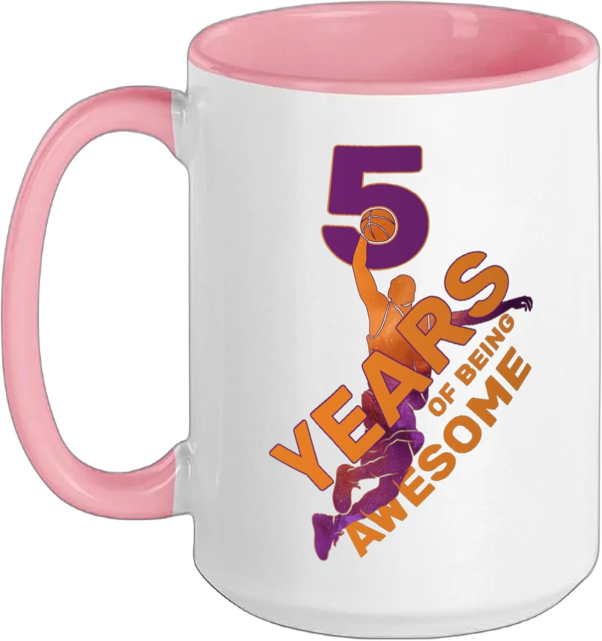 5 Years Of Being Awesome Basketball 5th Birthday Ceramic Mug