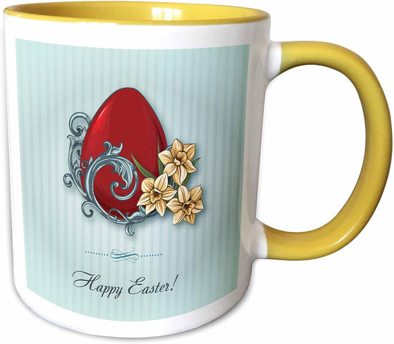 Elegant Ornate Easter Egg & White Daffodil Ceramic Mug