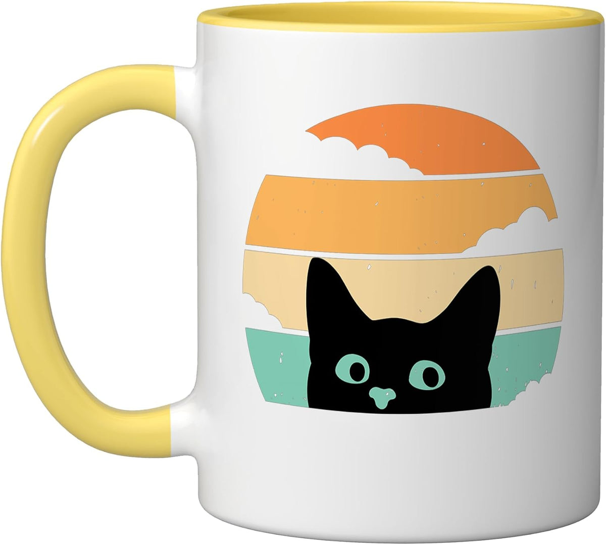 Cat Retro Style Black Kitty Design For Cat Lovers Ceramic Mug