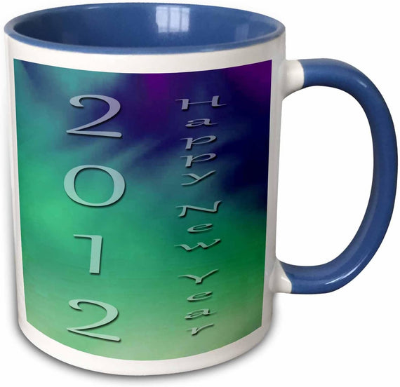 Colorful 2012 Happy New Year Green Ceramic Mug