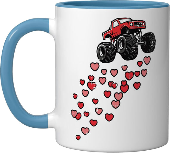 Valentines Day Monster Truck Hearts Love Boys Kids Toddler Ceramic Mug