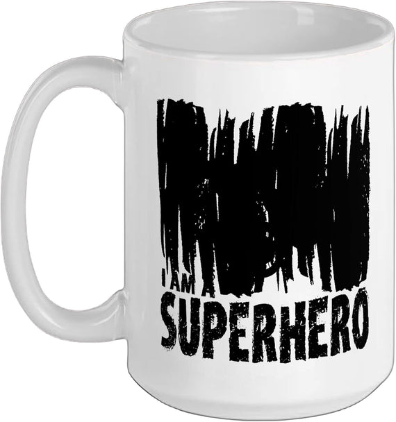 I Am A Superhero Brush Stroke Black Art Ceramic Mug